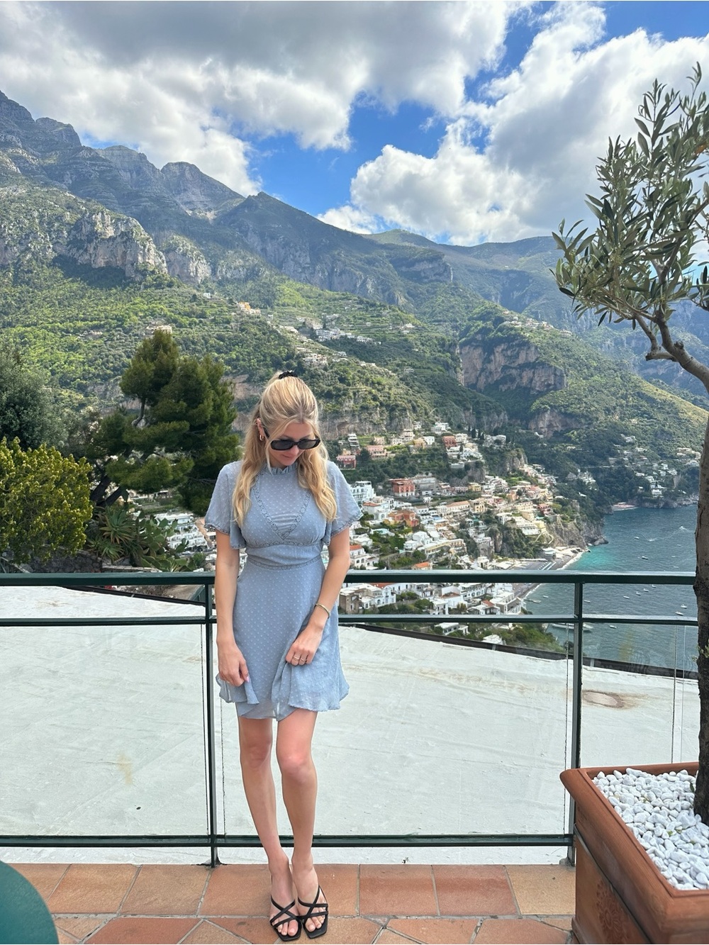 Lulu's Light Blue Short Sleeve Ruffle Hem Mini Dress